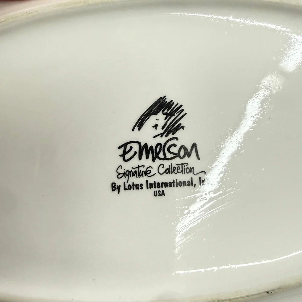 Lotus International Emerson Serving Platter Beach Person White Excellent Oval